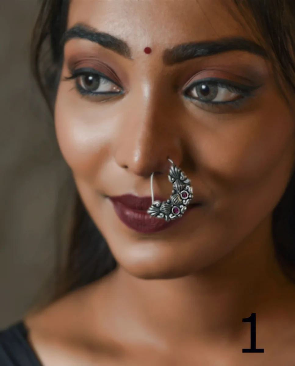 Oxidized Silver Nose Ring Nath