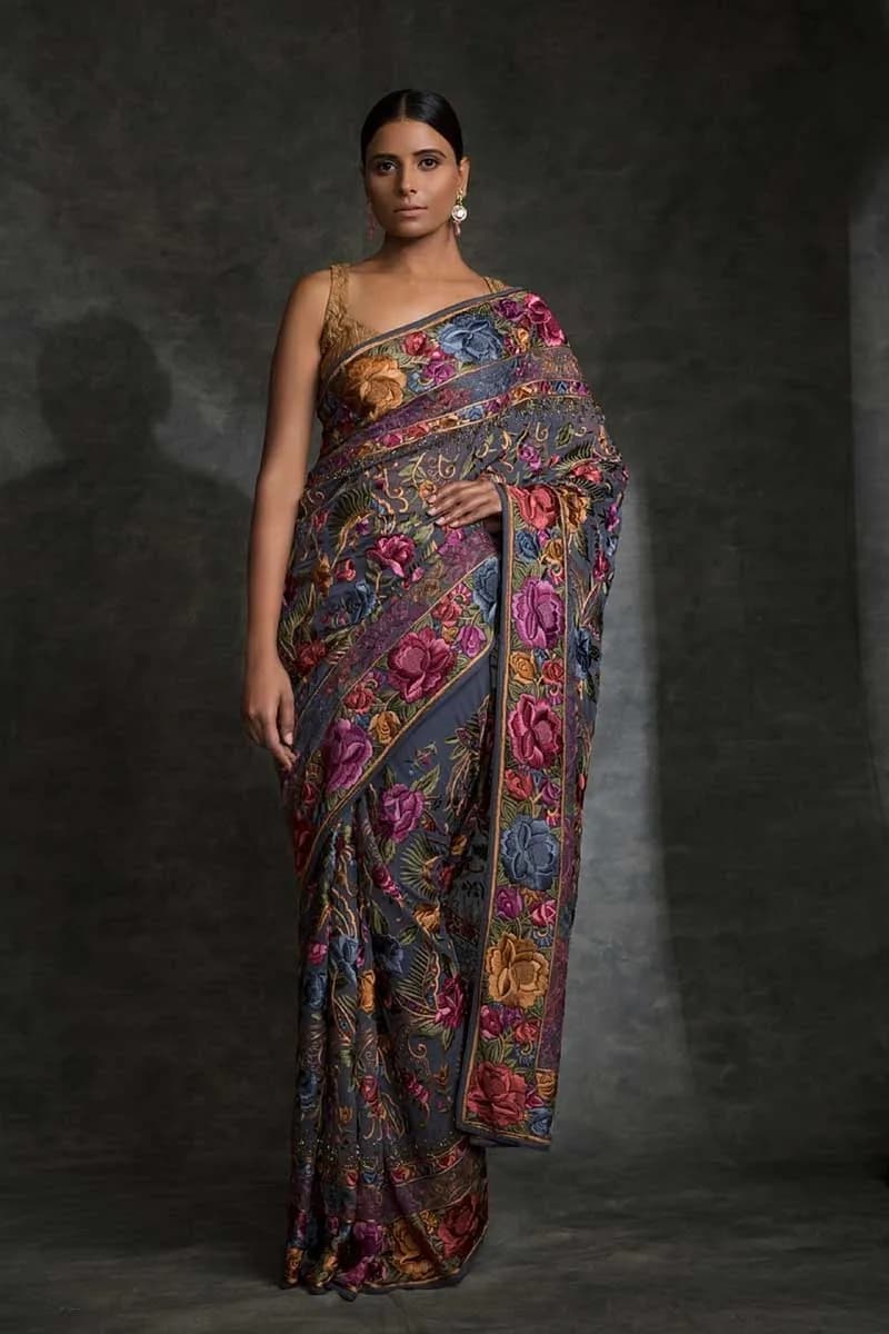 Chanderi Silk Chikankari Saree