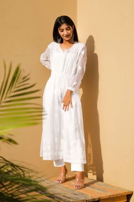 Chikankari Embroidered Cotton Palazzos